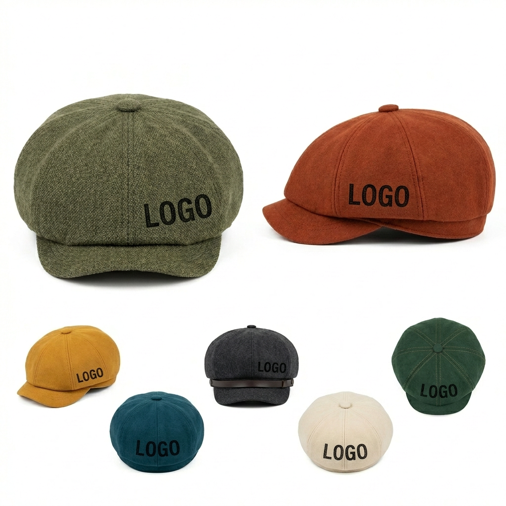 Women's Cotton Newsboy Cap - Classic Short Brim Hat in Various Patterns