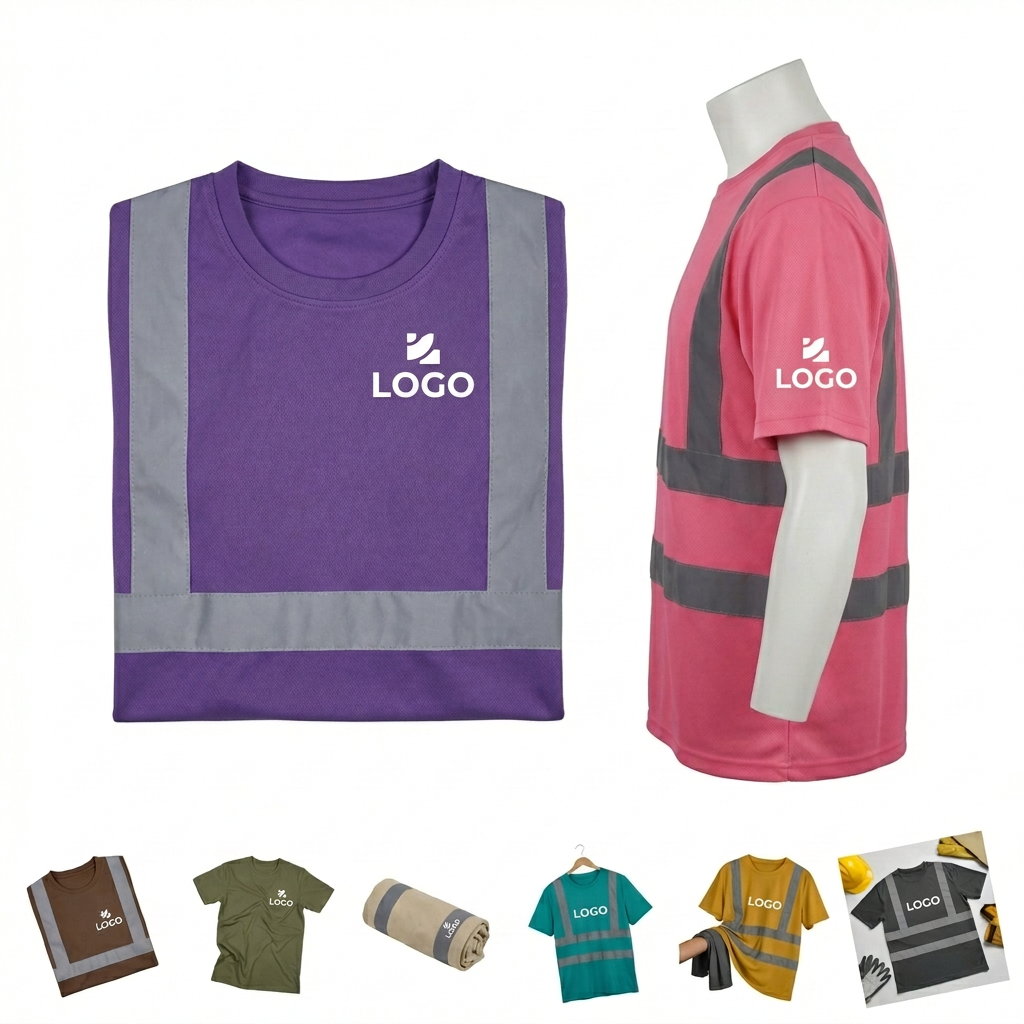 Lightweight Polyester Reflective Safety Tee for High-Visibility Work