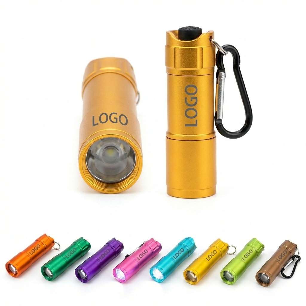 Compact Single-LED Rotating Keychain Flashlight with Custom Engraving