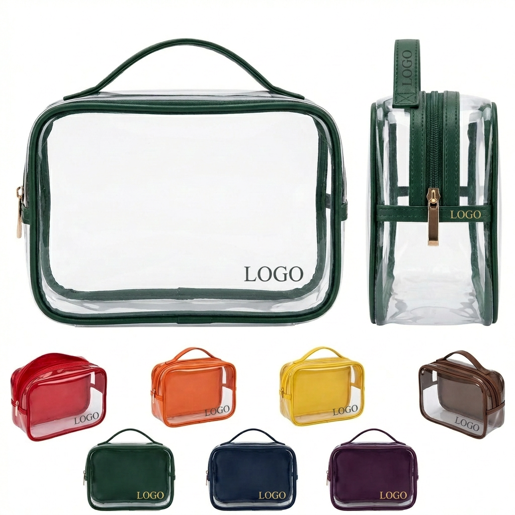 Soft & Clear PVC Cosmetic & Gym Bag with Colorful Zippers