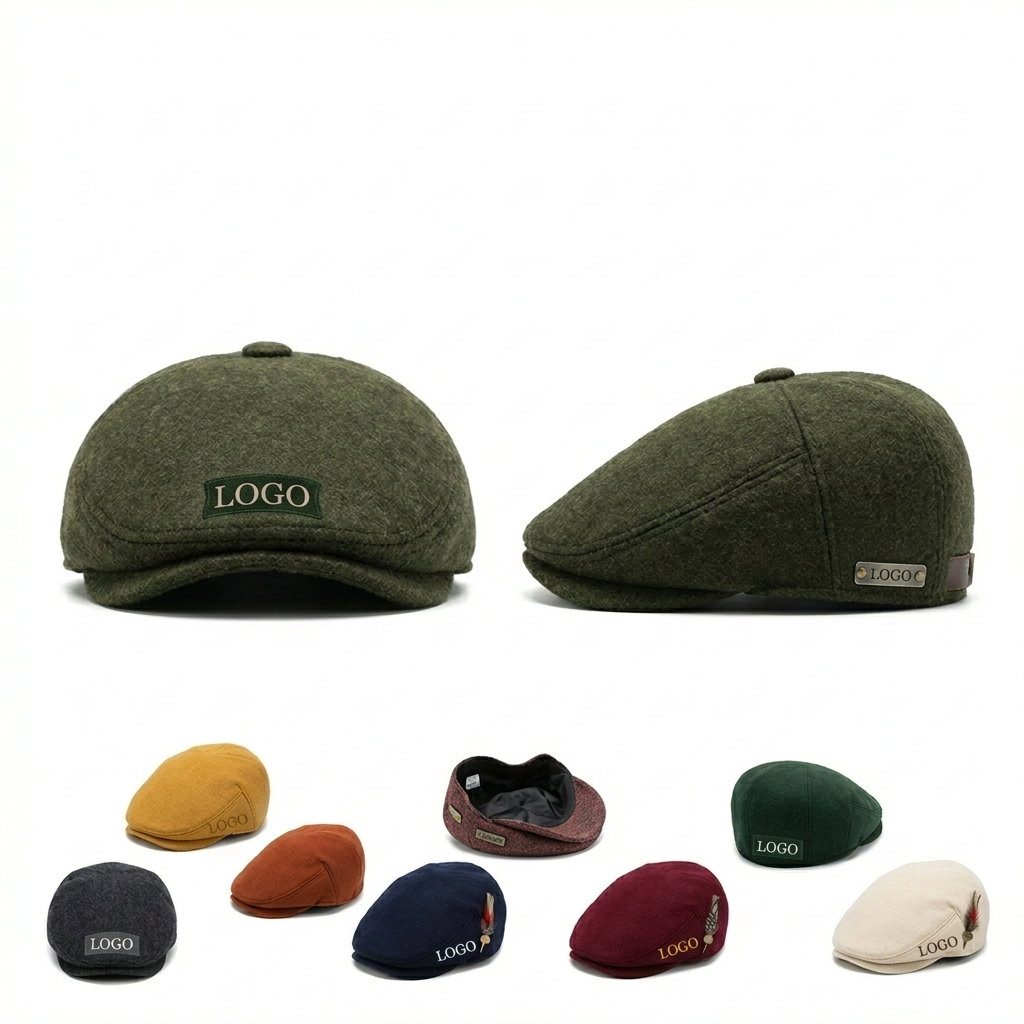 Fleece-Lined Adjustable Flat Cap with Extended Brim