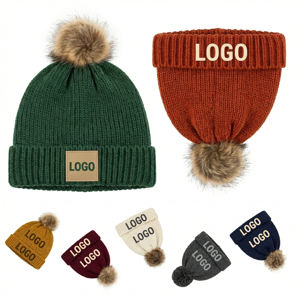 Unisex Chunky Knit Winter Beanie - Warm Acrylic Hat for Men & Women