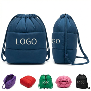 Quilted Drawstring Backpack with Adjustable Shoulder Straps