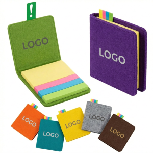 Felt-Covered Portable Notepad with Adhesive Tabs & 80 GSM Pages